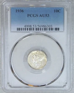 1936 Mercury Dime PCGS AU53 Frosty Luster Just Graded New Holder #A58A - Picture 1 of 4