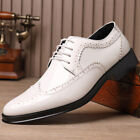Men's Lace Up Leather Formal Pointed Brogue Business Oxfords Dress Wedding Shoes