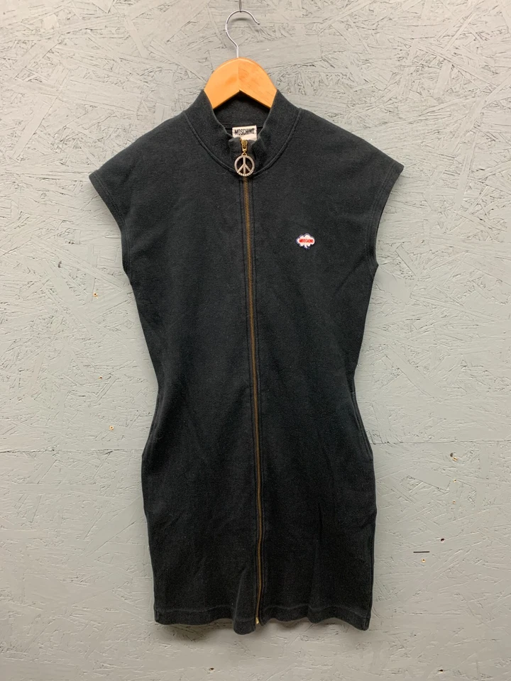 Moschino Dress Junior Girls Size 160 14-16 Black Logo Front Casual Sleeveless - Image 1 of 4