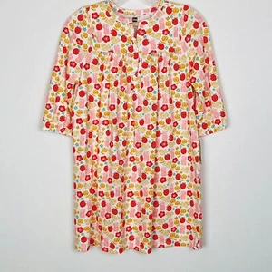 New Tea Collection Puff Sleeve Henley Dress White Pink Fish Cat, Girls Size 12 - Picture 1 of 12