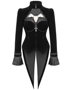Devil Fashion Womens Victorian Gothic Velvet Keyhole Tailcoat - Picture 1 of 12