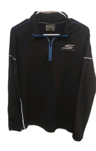 Skechers Performance Pullover Uomo GRANDE Nero 1/4 Zip Manica Lunga Atletico - Foto 1 di 12