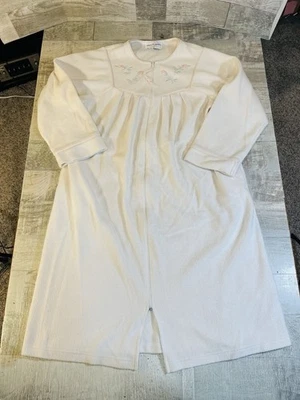 Camisón De Colección Miss Elaine Para Mujer’s S Blanco Cálido Rosa Flores Bolsillos Cremallera Completa Foto 1 de 4