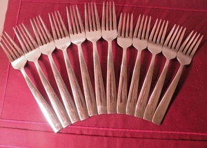 12 Pieces Oneida EVERDINE Glossy Stainless 7 Dinner Forks 5 Salad Forks - Picture 1 of 5