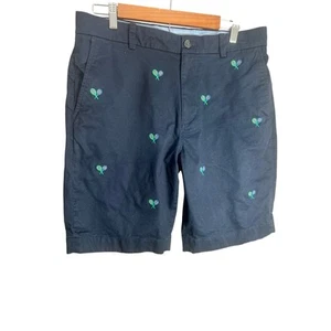 BROOKS BROTHERS Cotton Embroidered Tennis Chino Shorts Blue Men's Sz W34 - Picture 1 of 9