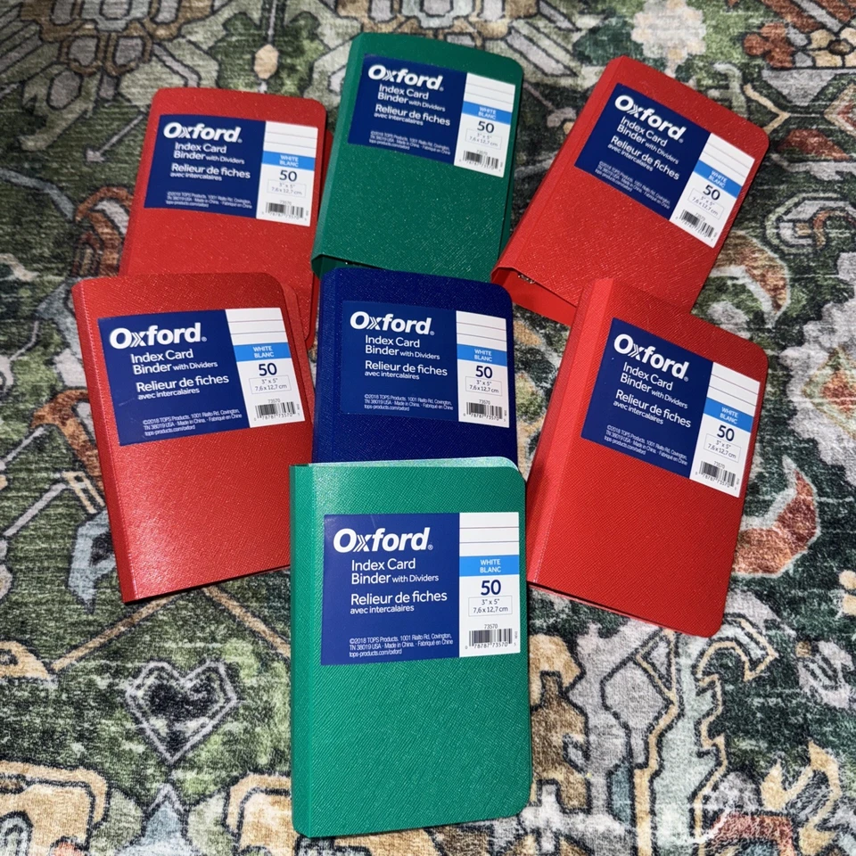 Oxford Index Card Binder Dividers, 3" x 5", Color Will Vary, 50 Cards,1 Binder - Image 1 of 4