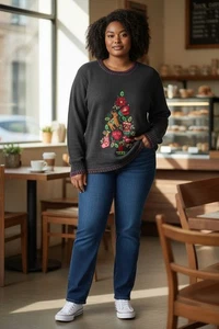 Quaker Factory 3x Christmas Tree Design Sweater - Picture 1 of 8