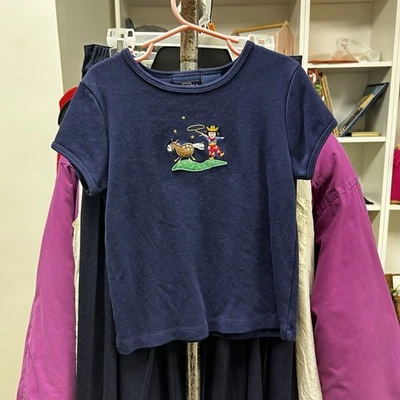 Camiseta Sonoma Vaquera + Caballo Azul Marino Niños Talla Pequeña, 100% Algodón Foto 1 de 3