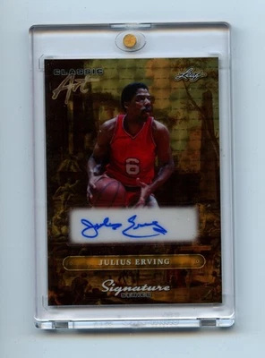 2025 LEAF 签名系列经典艺术闪亮 76ERS JULIUS ERVING 1/1 签名完好 — 第 1/2 张图片