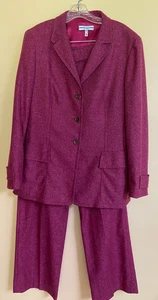 ESCADA SPORT PANT SUIT WOOL SILK IN RASPBERRY STRAIGHT PANTS 42 10 GERMANY NEW - Picture 1 of 22