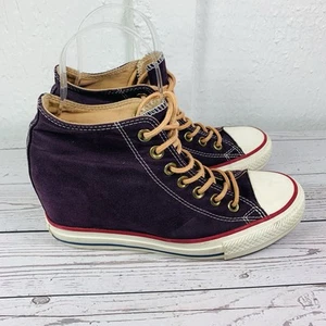 Scarpe Converse All Star High Lux da donna taglia 7,5 in tela marrone con zeppa nascosta - Foto 1 di 7
