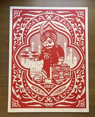 Shepard Fairey Obey ROCK THE CASBAH signiert nummeriert Siebdruck 88/125 RAR - Bild 1 von 3