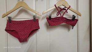 Gap Kids Bikini Swimsuit Hearts Girls Size 6/7 Red White 2pc Bathing Suit - Picture 1 of 7