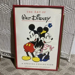The Art of Walt Disney Mickey & Minnie Mouse Glass Framed Poster 37"x25” - Picture 1 of 11
