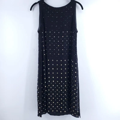 Sexy Vestido de Gala Diane von Furstenberg Ella Negro Gasa Seda Dorado Superpuesto 2 Foto 1 de 4