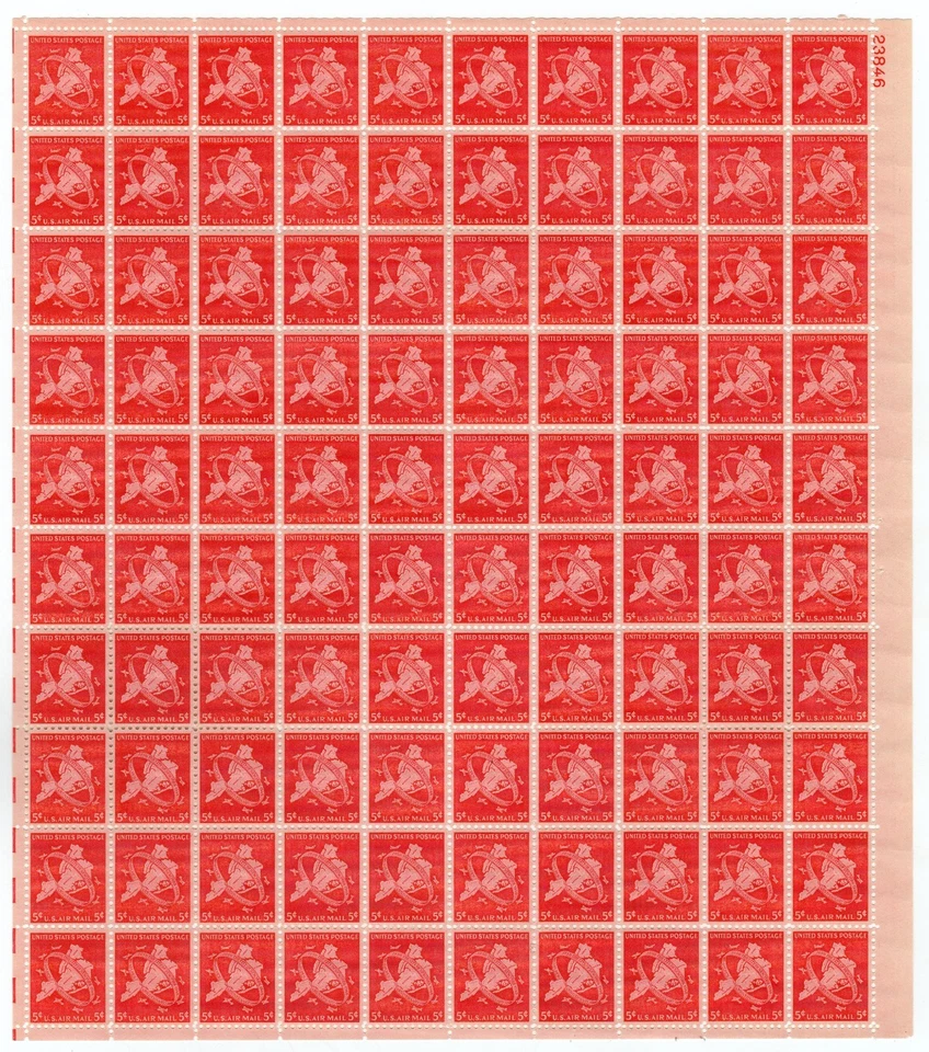 Scott #c38 Map of 5 Buroughs Airmail Sheet of 100 Stamps - MNH P#23846 UR - Image 1 of 1