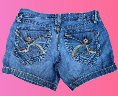 Y2k Lucky Brand Low Rise Jean Shorts Embroidered  Elena Gilbert Core 8/29 - Image 1 of 4
