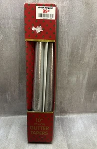 Juego De Colección En Caja 2 Velas Cónicas Brillo Plateado 10" Nuevas En Caja, Envío Gratis/A30 - Imagen 1 de 6