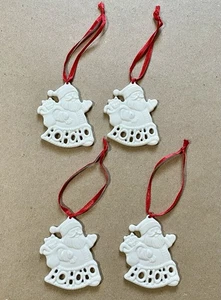 Lenox Santa “Hohoho” 4 LOT Christmas Tree Ornaments White Porcelain Charms NICE! - Picture 1 of 4