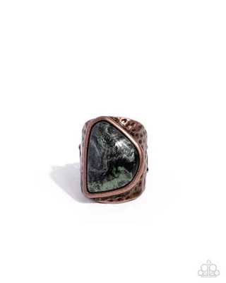 Paparazzi Abstract Accent - Copper - Asymmetrical Black Marble Stone - Ring - Image 1 of 2