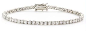 2.00ct Round Brilliant Cut F SI1 Diamond Tennis / Line Bracelet, 18ct White Gold - Picture 1 of 1