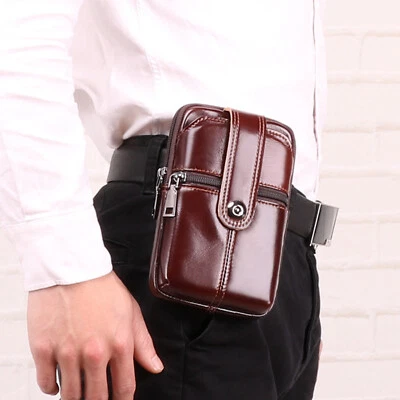 Mens Genuine Leather Wallet Belt Clip Cell Phone Pouch for iPhone 11 XR 7 8 Plus - Image 1 of 4