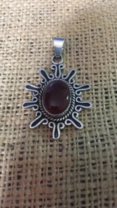 vtg CII Mexico Mexican sterling silver 925 Carnelian cabochon pendant - Picture 1 of 3