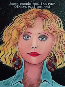 REGENBLONDES MÄDCHEN Augenweide UNIKAT Orig Design Kunst Grußkarte 5 x 7 RAHMEN it  - Bild 1 von 1