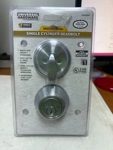 NEW UNIVERSAL HARDWARE SATIN CHROME INDUSTRIAL SINGLE CYLINDER DEADBOLT UH40055 - Picture 1 of 7