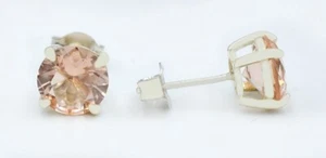 LAB CREATED 8.32 Cts MORGANITE STUD EARRINGS .925 SILVER - New With Tag - Picture 1 of 4