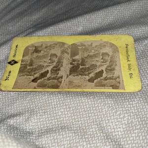 Antique Stereoview Card Photo House of Romulus Romuli Hut Rome Roman Empire Ruin