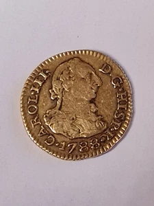 SPANISCHES GOLD - 1/2 ESCUDO 1788 SO - KARL III - 0.875 Feingold - 1,7g - RAR - Bild 1 von 4