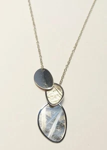 Collana argento925 donna ciondolo pendente rodio bianco effetto graffio satinato - Foto 1 di 7