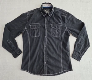 Camisa Drill Clothing Company Para Hombre Talla Pequeña Negra Manga Larga Grungecore Y2K - Imagen 1 de 15