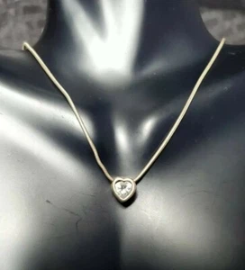 Sterling Silver 925 Italy Necklace with Heart Shaped Pendant With White Stone - Bild 1 von 6