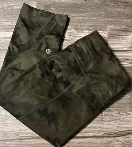Lululemon Run: Inspire Crop ll Luxtreme SZ 4 Savasana Camo Fatigue Green W6B70S - Picture 1 of 11