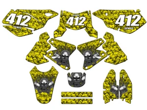 2005-2023 DRZ 400 FLAMING GEARHEAD Yellow Senge Graphics Kit Compatible with ... - Picture 1 of 10