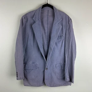 Vintage LL Bean Sport Coat Mens Size 42 Blue Blazer Jacket Canvas 90s Cotton - Picture 1 of 11