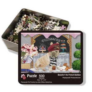 French Bulldog Jigsaw Puzzle, 500-piece with reusable Tin, from painting by Mary - Picture 1 of 3