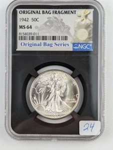 Medio dólar de plata Walking Liberty 1942 - MS64 NGC bolsa original etiqueta reliquia - Imagen 1 de 4