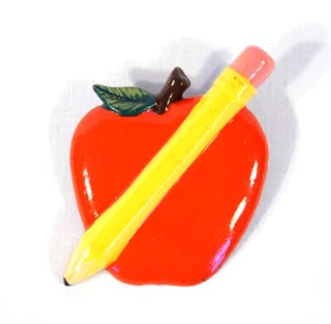 Handbemalter roter Apfel des Lehrers & Stift Pin 2" x 2" (2er Set) GB05A - Bild 1 von 1