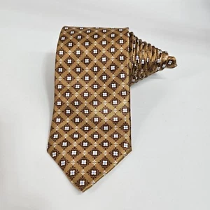 Dolcepunta Tie Silk Brown Blue White Geometric Plaid Floral Satin Smooth Italy - Picture 1 of 10
