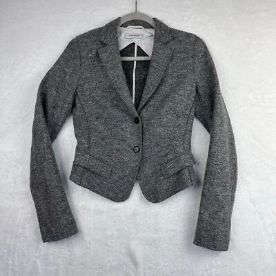 复古 Rene Lezard 夹克外套 34 M 人造丝灰色裁剪定制腰围 — 第 1/4 张图片