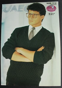 Vintage Jaeger Men's V-Neck Sweater Knitting Pattern 34-44" 86-112cm Chest 5326 - Picture 1 of 3