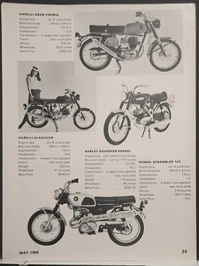1968 Honda 125 Moto Guzzi 125 Suzuki Bearcat Harley Rapido Garelli Printanzeige - Bild 1 von 2