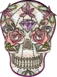 Patch - Pastel Goth Gothic Floral Sugar Skull Day Dead Dia Muertos Iron On 39236 - Picture 1 of 1