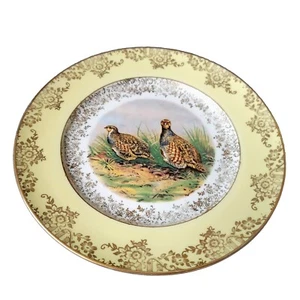 Plato De Porcelana JKW Pájaros Faisán Multicolor 1930 Alemania Occidental Amarillo  - Imagen 1 de 6