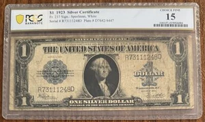 1923 $1 SILVER CERTIFICATE PCGS 15 FR# 237 SPEELMAN WHITE ONE DOLLAR LARGE NOTE - Picture 1 of 2