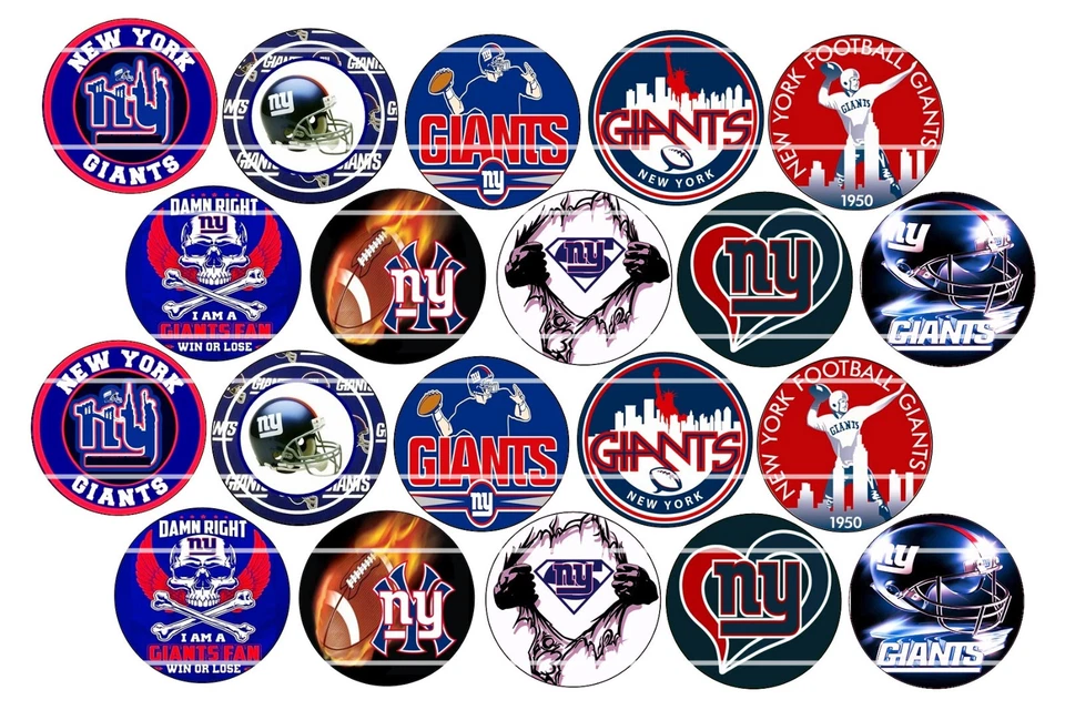 HHTDESIGNS Bottle Cap Images (25mm) 1" ~ Precut ~ NY Giants Inspired ~ USA seller