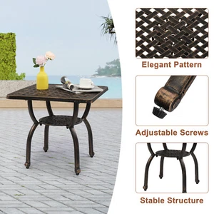 Outdoor Side Table Cast Aluminum Patio End Tables Coffee Table for Garden Patio - Picture 1 of 10